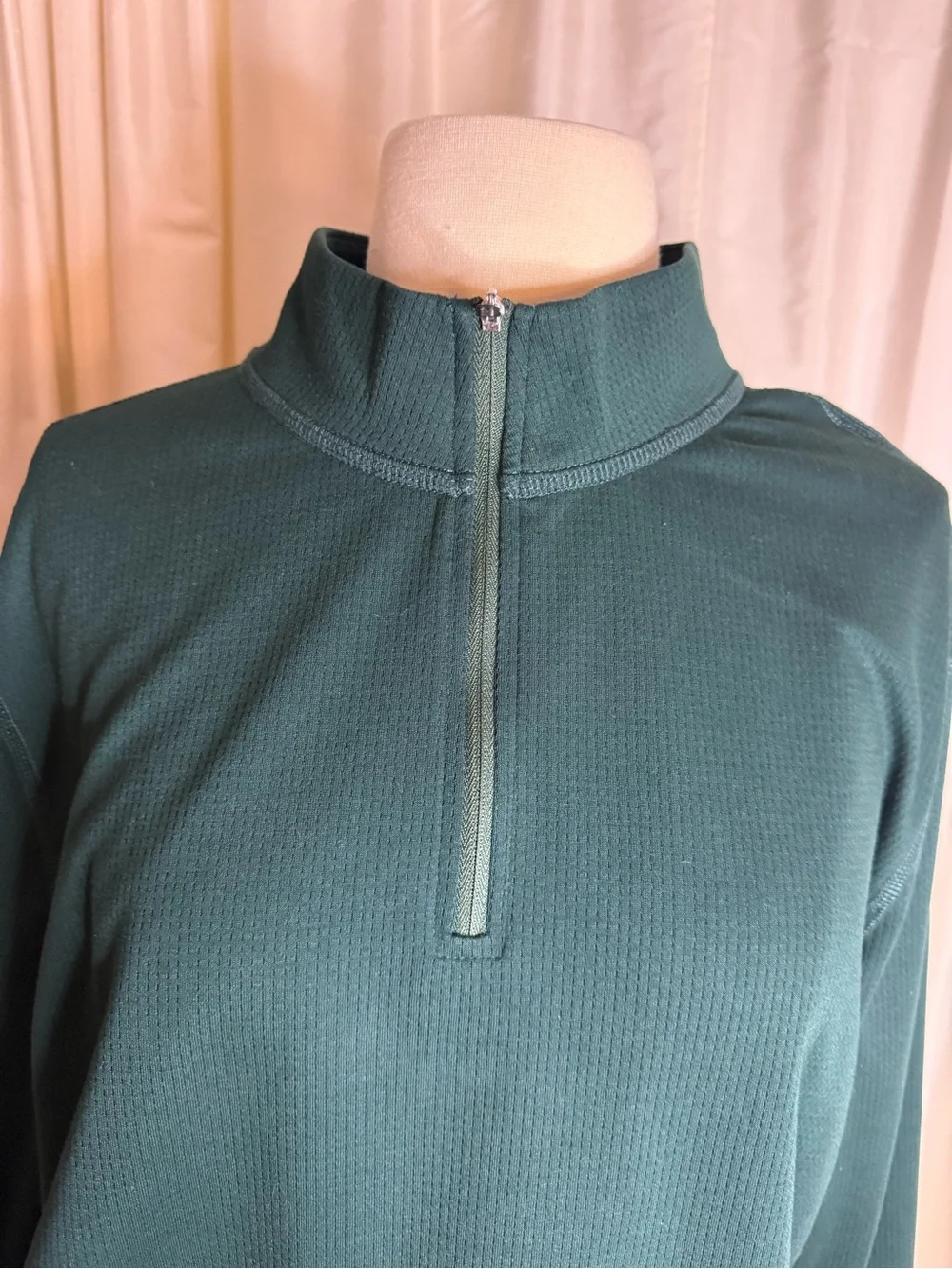 J Crew Performance Men's Quarter-Zip Long Sleeve Pullover - Deep Teal Green